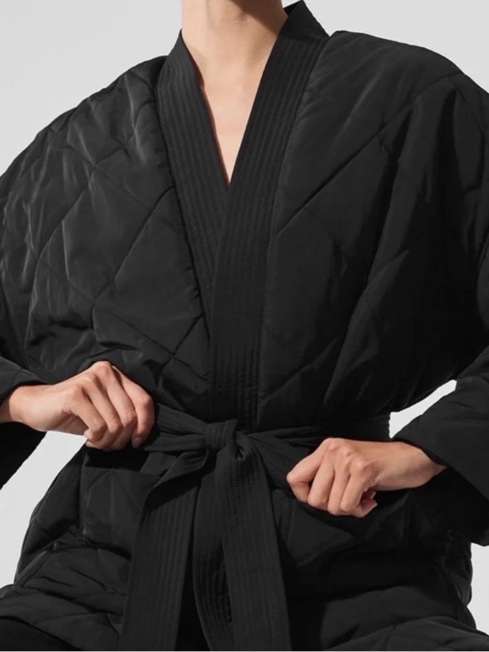 ALO Yoga Quilted Belted Kimono Jacket - Black